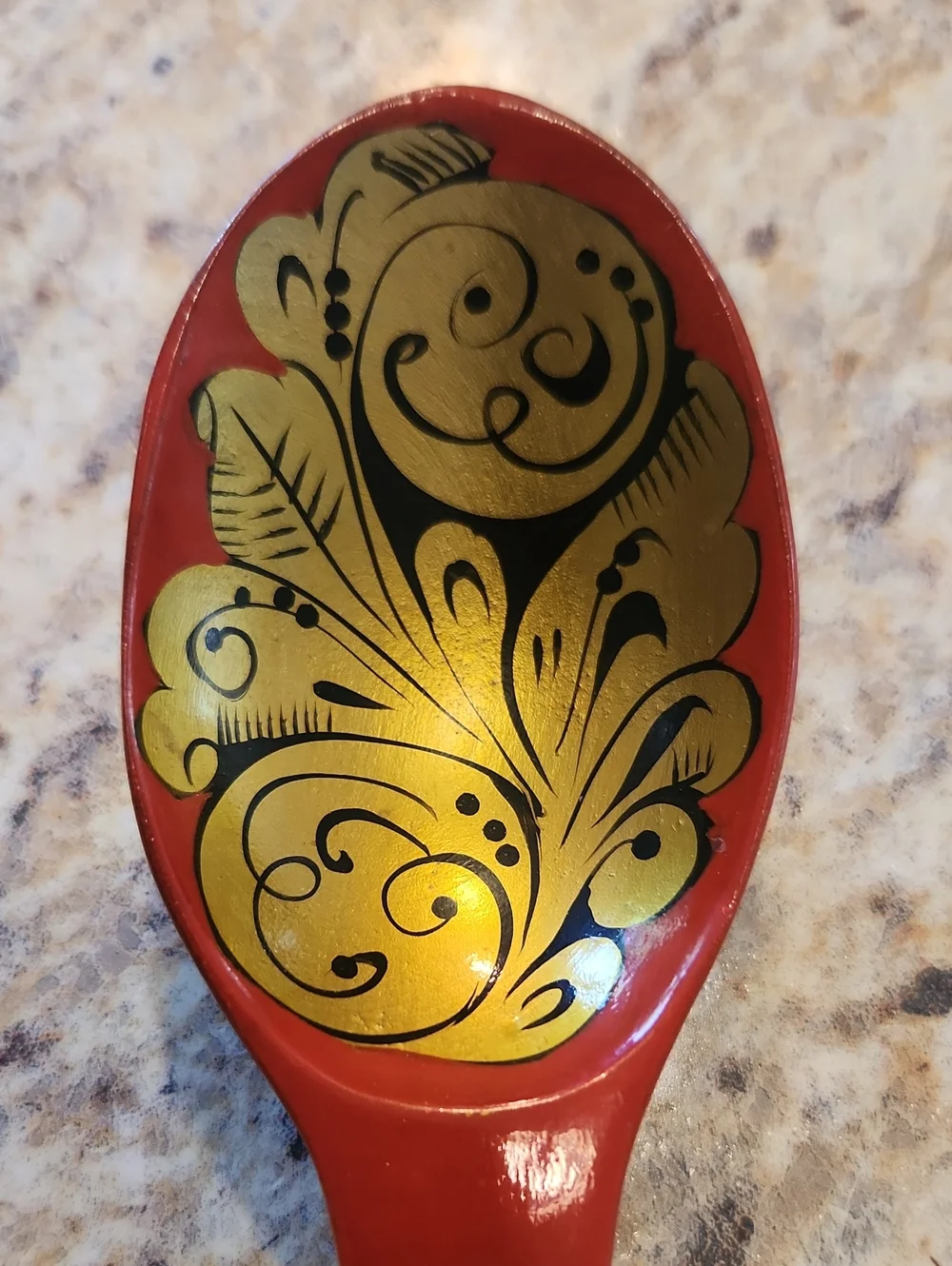 Russian Khokhloma Folk Art Wooden Spoons Set Of 5